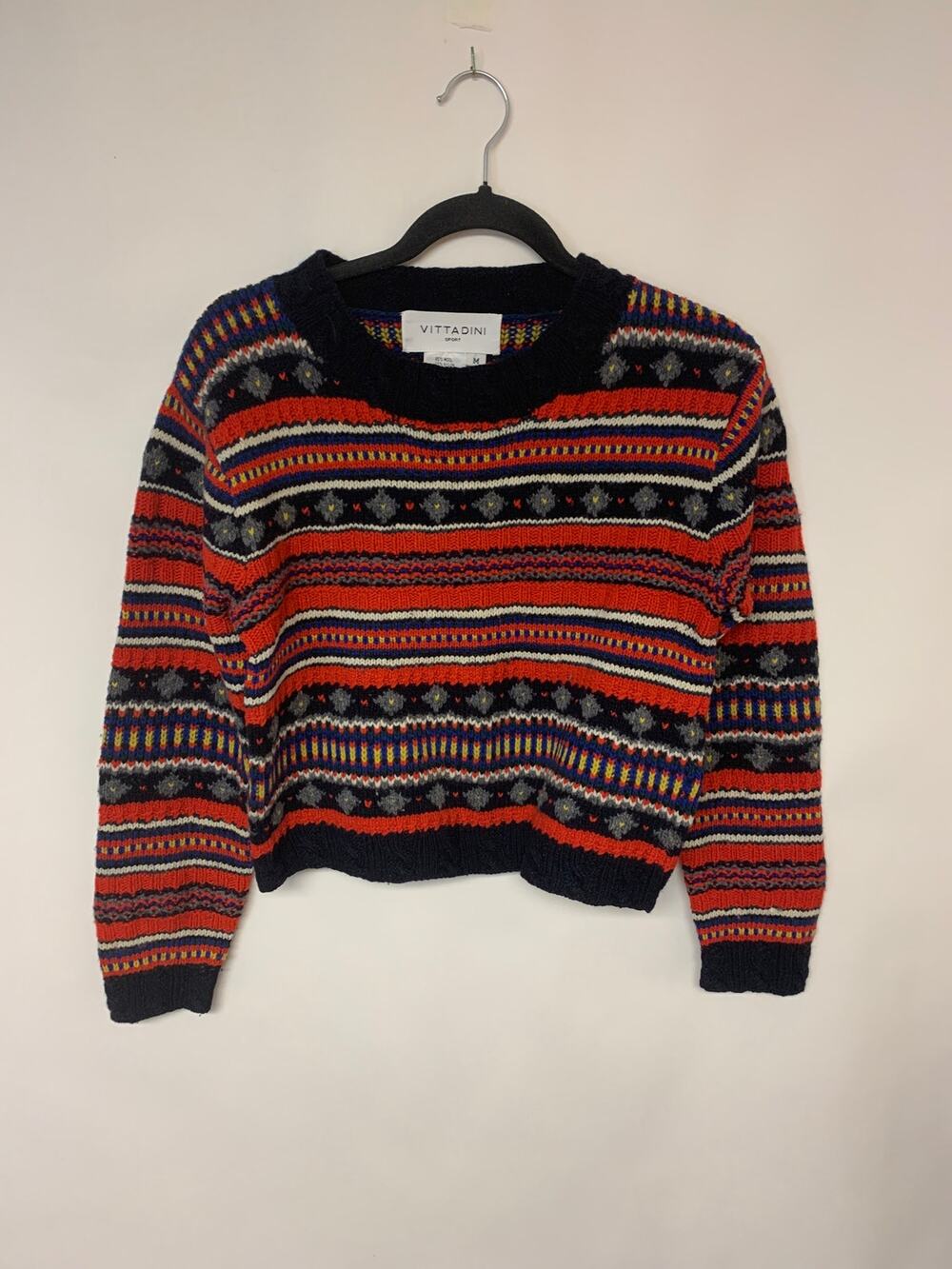VITTADINi Sweater Vintage Fair Isle Wool Nordic Classic Striped Womens SZ M